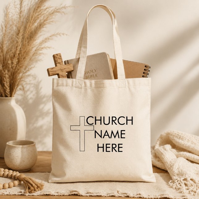 Bolsa Tote Nome da Igreja com Cruz Cristã (Criador carregado)