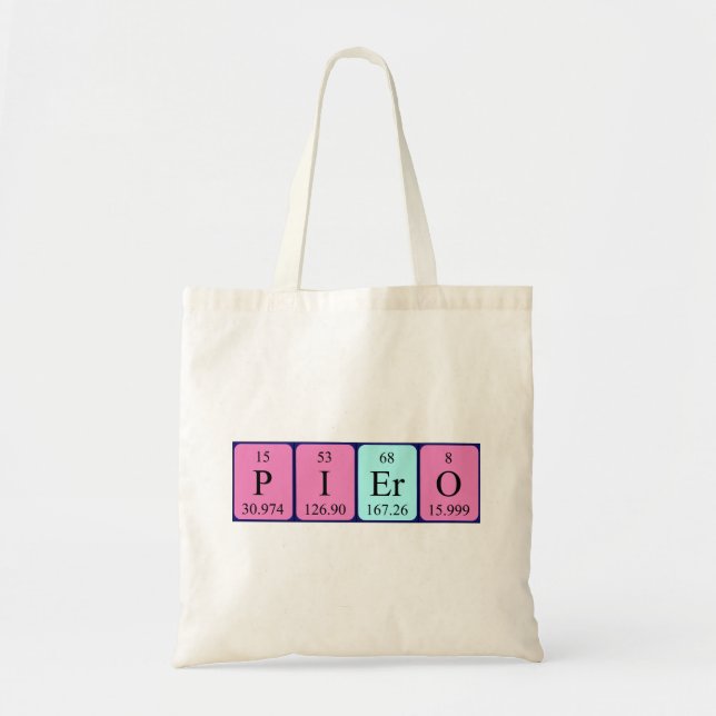 Bolsa Tote Nome da mesa periódica do Piero para o saco (Frente)