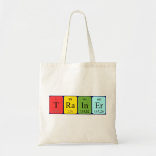 Bolsa Tote Nome da mesa periódica do treinador para o saco