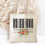 Bolsa Tote nome da música boho floral<br><div class="desc">saco de nomes personalizados para piano floral de música</div>