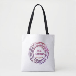 Bolsa Tote nome da sra rosa borda lilás desde ano casamento n