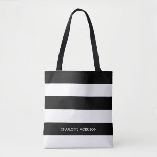 Bolsa Tote Nome das bandas modernas monograma preto e branco