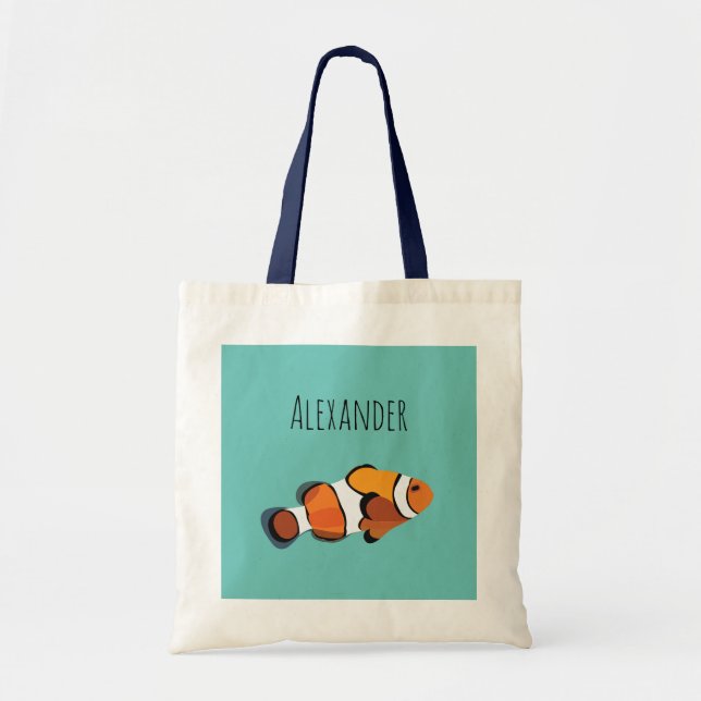 Bolsa Tote Nome das Crianças de Peixes Personalizados (Frente)