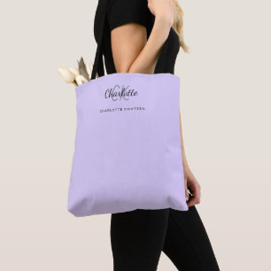 Bolsa Tote Nome das iniciais do monograma de lavanda violeta