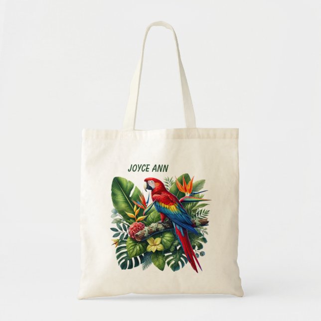 Bolsa Tote Nome de adição de ave tropical (Frente)