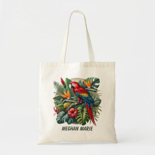 Bolsa Tote Nome de adição de papagaio Tropical