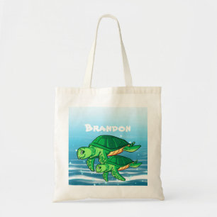 Bolsa Tote nome de adição de tartaruga marinha
