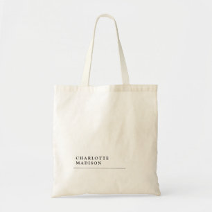 Bolsa Tote Nome de Adição Mínima de Tendência Simples Moderna
