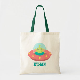Bolsa Tote Nome de Alien Bonito no Espaço Exterior da Espaçon