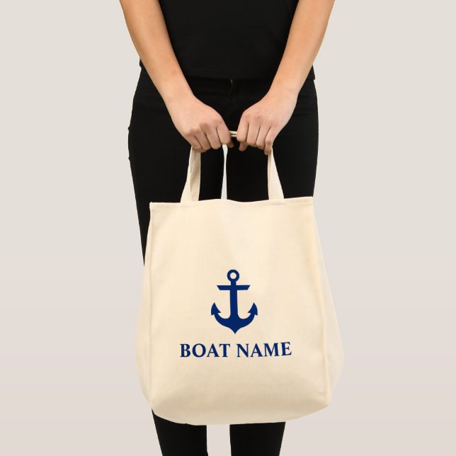 Bolsa Tote Nome de Barco Náutico Âncora Mercearia (Frente (produto))