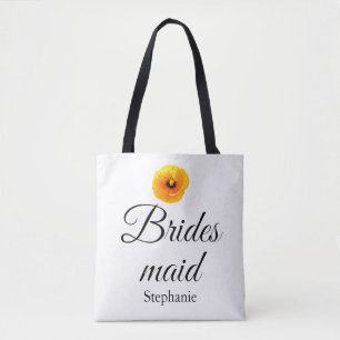 Bolsa Tote Nome de Bridesmaid Poppy Abstrato Floral Casamento