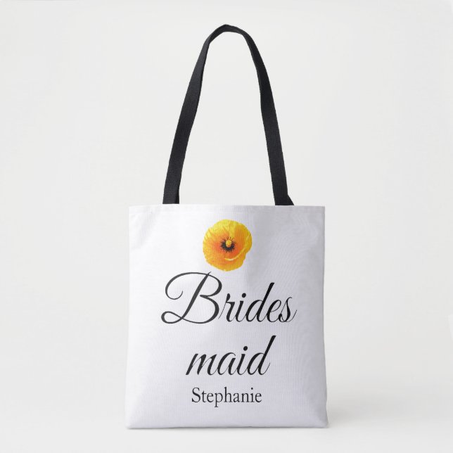 Bolsa Tote Nome de Bridesmaid Poppy Abstrato Floral Casamento (Frente)
