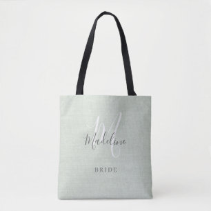 Bolsa Tote Nome de Brilha Verde de Na moda Monograma Simples