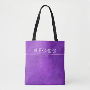Bolsa Tote Nome de Couro Enfileirado Em Chic Roxo Personaliza