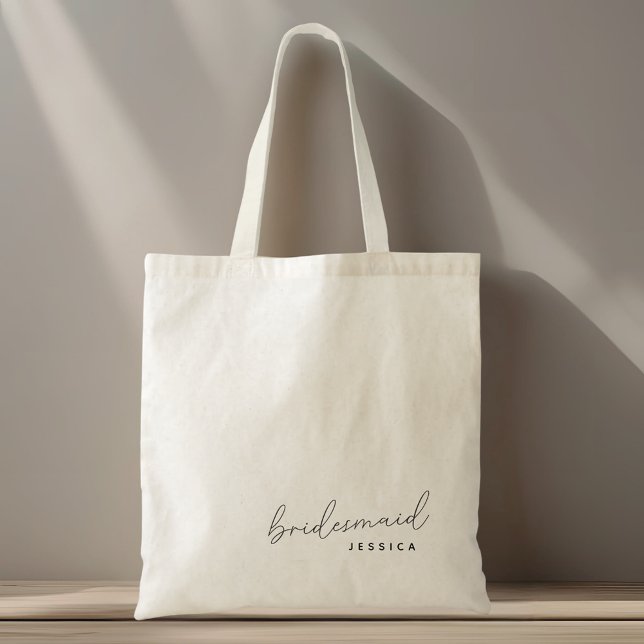 Bolsa Tote Nome de Dama de Honra em Caligrafia Moderna (Criador carregado)
