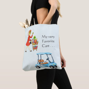 Bolsa Tote Nome de decisão de golfe favorito ou carrinho de