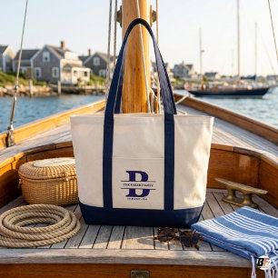 Bolsa Tote Nome de Família Personalizado Separado Inicial Náu