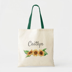 Bolsa Tote Nome de Girassol Rústico Monograma Senhoras Eco