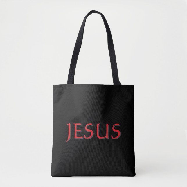 Bolsa Tote Nome de Jesus Preto e Vermelho (Frente)