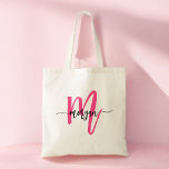 Bolsa Tote Nome de Monograma de Rapariga de Script Moderno Ro<br><div class="desc">Carregar o seu essencial com o estilo do nosso Tote Bag (Tote Bag) de Nome Moderno de Script Moderno Rosa Quente Apresentando um design cor-de-rosa-quente ousado, este bolsa é personalizado com o seu nome em um script moderno chic para uma aparência tradicional e personalizada. Perfeito para compro, escola ou uso...</div>