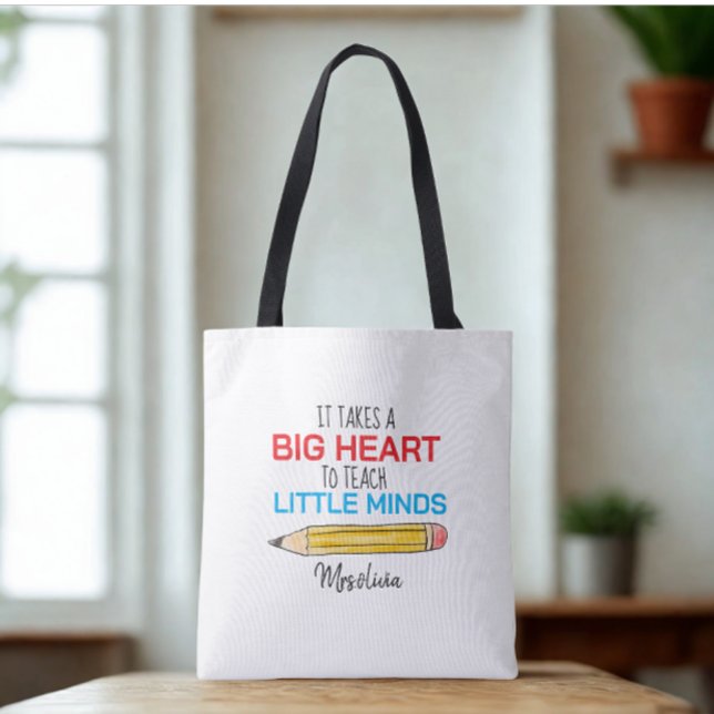 Bolsa Tote Nome de Professores Personalizados Modernos Com Ci (Modern custom teacher name tote bag)