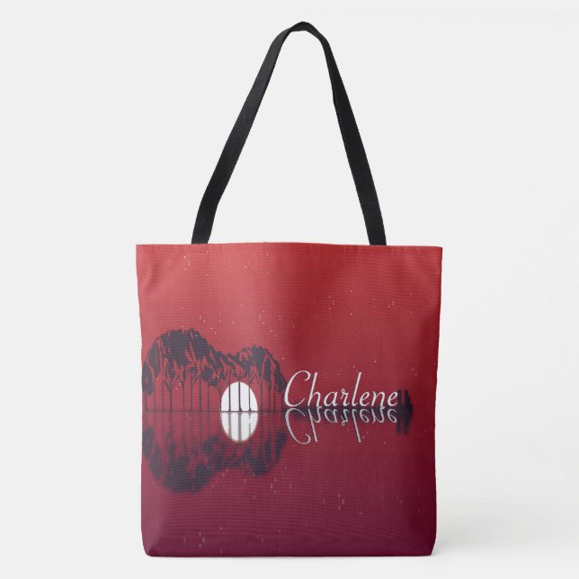 Bolsa Tote Nome de Reflexão da Cobra de Violão (Frente)