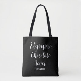 Bolsa Tote Nome de Roteiro Branco Estabelecido Amante de Choc