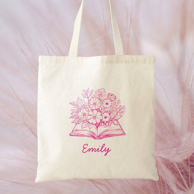 Bolsa Tote Nome de Roteiro Cor-de-Rosa Elegante e Moderno  (Criador carregado)