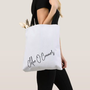 Bolsa Tote Nome de Script Preto do Monograma de Tendência Bra