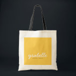 Bolsa Tote Nome de Script Simples Amarelo Amarelo de Mostarda<br><div class="desc">Barra Chic Yellow Simple Bold Script Name Toag</div>