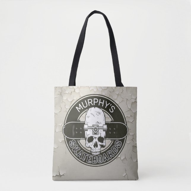 Bolsa Tote NOME DE Skater Personalizado Skate Skate Skull (Frente)
