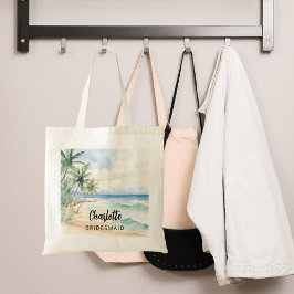 Bolsa Tote Nome do casamento da praia de Bridesmaid