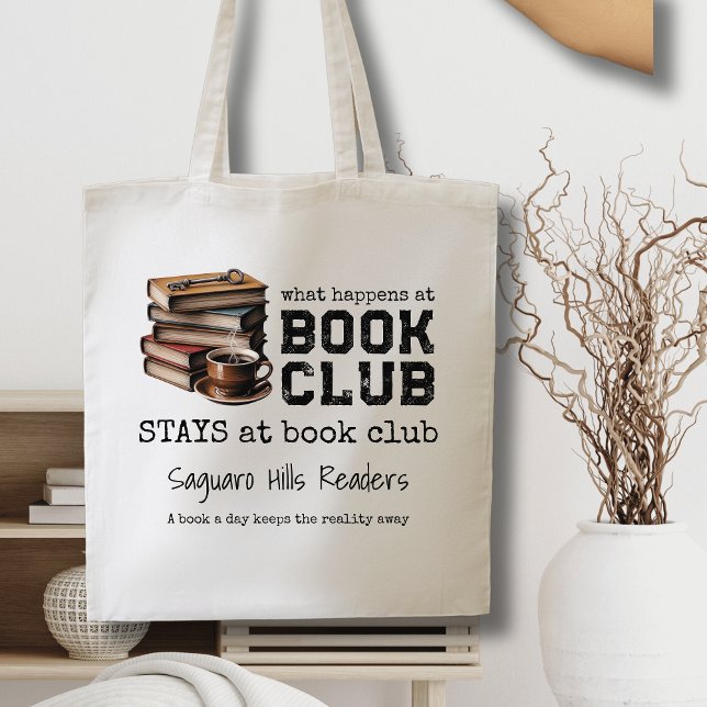 Bolsa Tote Nome do Clube de Livro Personalizado Bolachas Engr (vintage book club name book lovers tote bags for librarian readers gift ideas for him her coffee key)