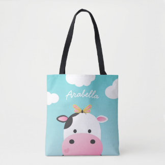 Bolsa Tote Nome do costume de BFFs da vaca & da borboleta