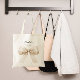 Bolsa Tote Nome do creme de arco Bridesmaid