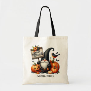 Bolsa Tote Nome do Gnomo do Feliz Halloween legal