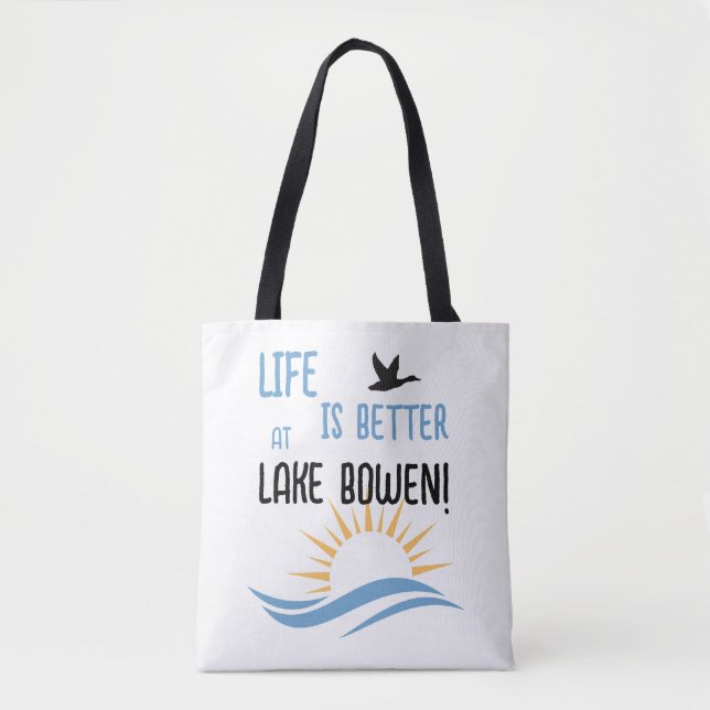 Bolsa Tote Nome do lago Personalizado em Dois Lados (Frente)