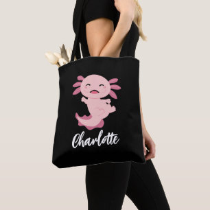 Bolsa Tote Nome do Monograma Axolotl rosa