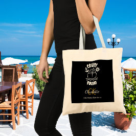 Bolsa Tote Nome do monograma branco preto do esquadrão de cru