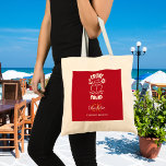 Bolsa Tote Nome do monograma branco vermelho do esquadrão de<br><div class="desc">Um fundo vermelho,  decorado com um navio de cruzeiro e o texto: Esquadrão de Cruzeiros. Personalize e adicione as iniciais do monograma e o nome do cheio. Traseira: sem design</div>