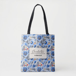 Bolsa Tote Nome do Monograma da Bridesmaid Personalizada Eleg