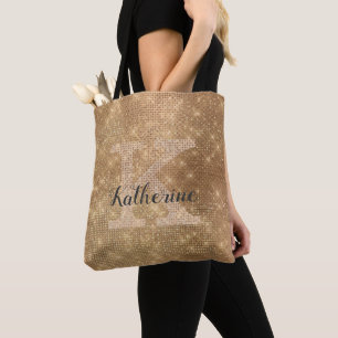Bolsa Tote Nome do Monograma de Gelado Gelado de Diamante Dou