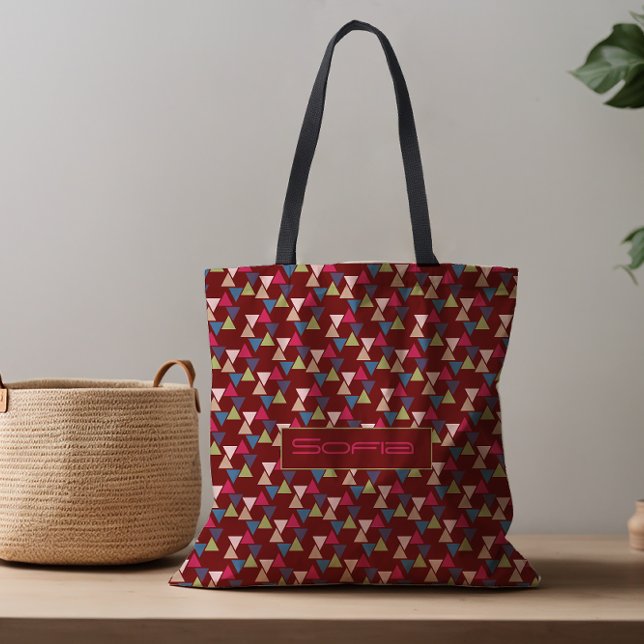 Bolsa Tote Nome do padrão do triângulo abstrato (Criador carregado)
