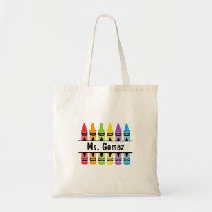 Bolsa Tote Nome do professor Crayon Comprando Saco de Tote