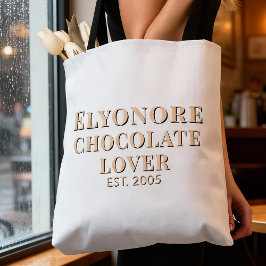 Bolsa Tote Nome do Script Estabelecido Amante de Chocolate