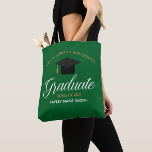 Bolsa Tote Nome do Segundo grau Personalizado Verde para Grad