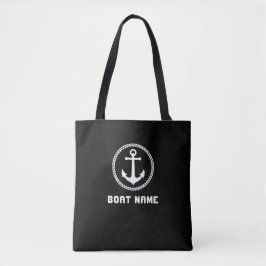 Bolsa Tote Nome do seu barco Mar Náutico Âncora Náutica Branc
