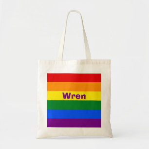 Bolsa Tote Nome do Sinalizador do Orgulho Arco-Íris ou Monogr
