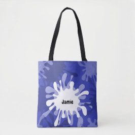 Bolsa Tote Nome do Tabuleiro de Pintura Azul Quirky