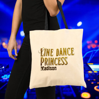 Bolsa Tote Nome dourado da princesa de dança de linha